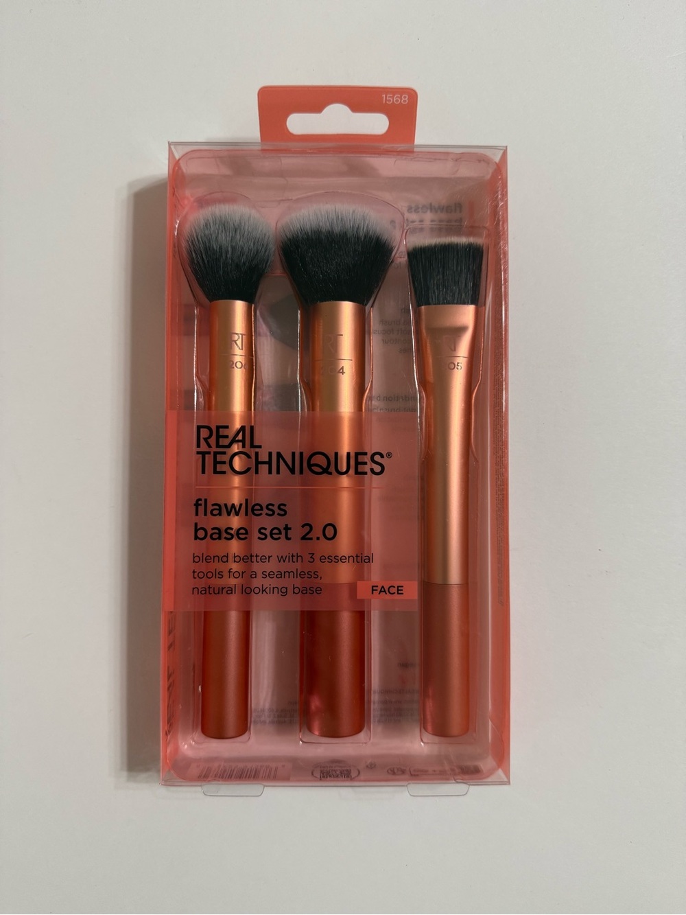 Real Techniques Three-Piece Face Brush Set - Metallic Orange Handles